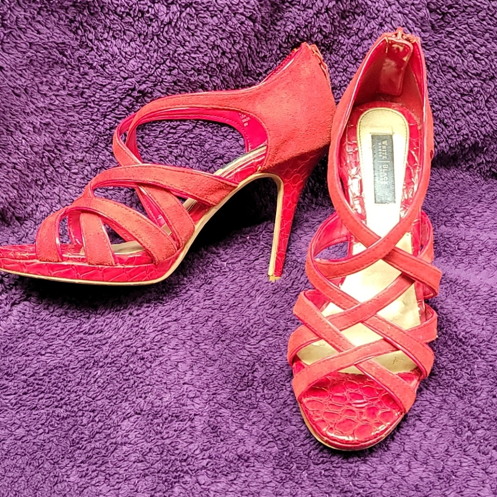 White House Black Market Strappy Heels  Red